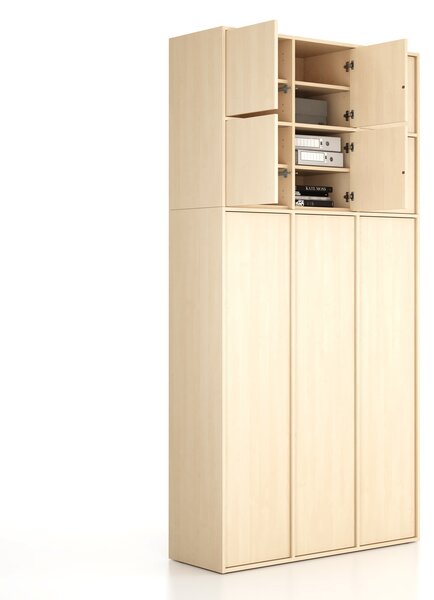 Nástavba pro skříně FRAME, 6x dveře, 1299 x 450 x 854 mm, PUSH-lock, bříza