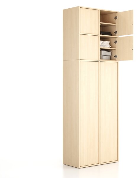 Nástavba pro skříně FRAME, 4x dveře, 872 x 450 x 854 mm, PUSH-lock, bříza
