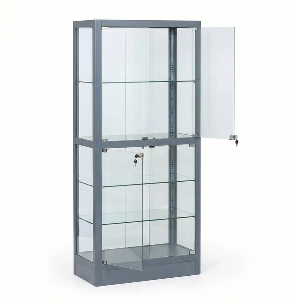 Prosklená vitrína, 1800 x 800 x 400 mm, šedá
