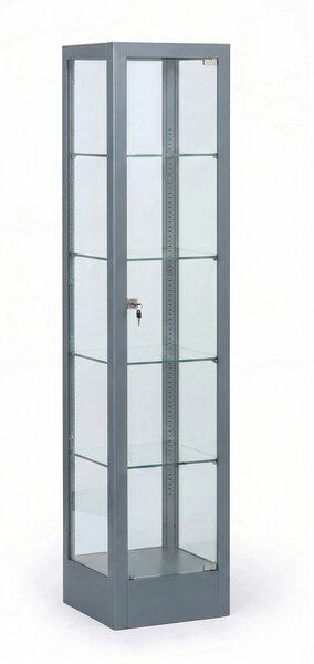 Prosklená vitrína, 1800 x 400 x 400 mm, šedá
