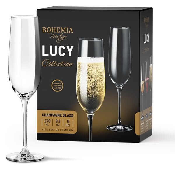 BOHEMIA PRESTIGE LUCY SKLENICE NA ŠAMPAŇSKÉ 270ML SADA 6KS