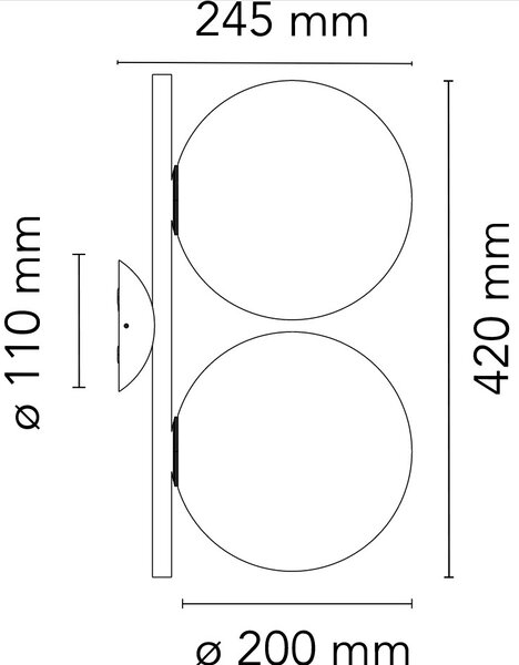 Flos F3157059 IC Lights C/W1 Double, designové svítidlo, 2x60W E14, mosaz, Ø 20cm, výška 42cm