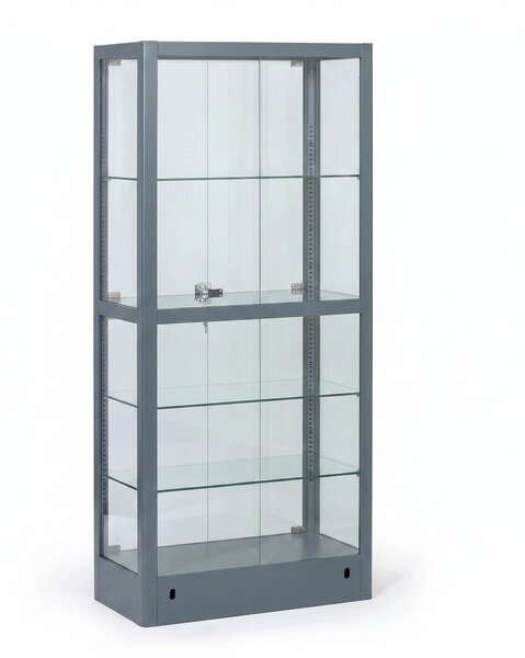 Prosklená vitrína, 1800 x 800 x 400 mm, šedá