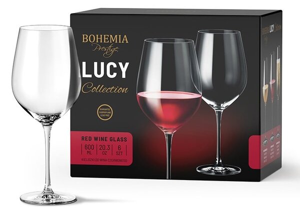 BOHEMIA PRESTIGE LUCY SKLENICE NA ČERVENÉ VÍNO 600ML SADA 6KS