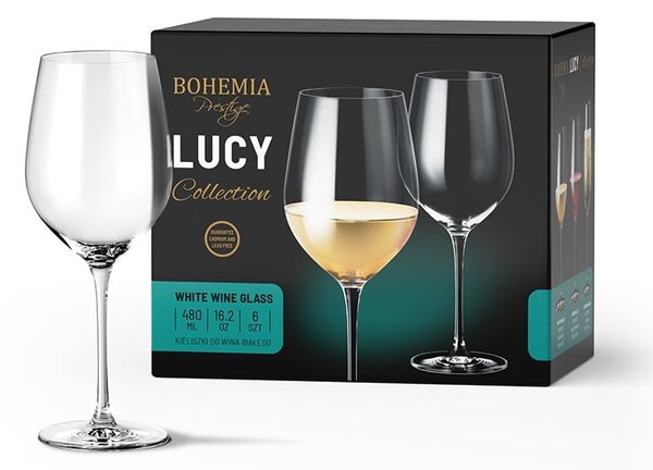BOHEMIA PRESTIGE LUCY SKLENICE NA BÍLÉ VÍNO 480ML SADA 6KS