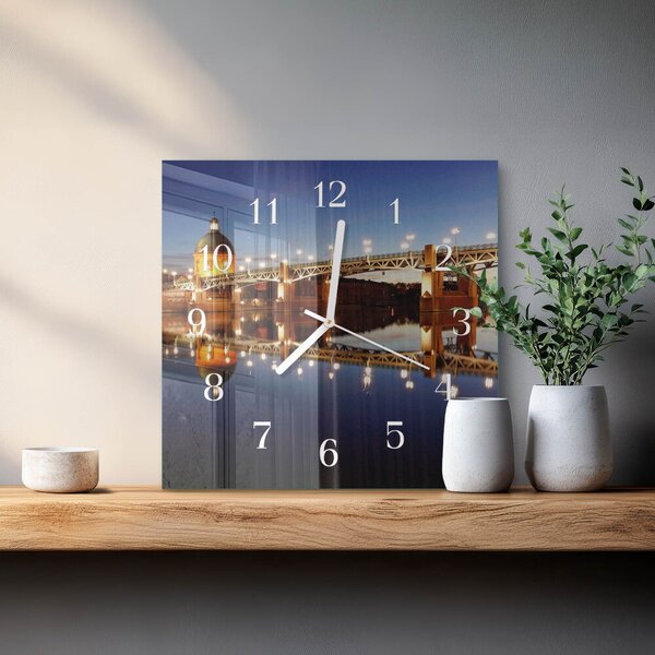 Skleněné hodiny Říční most zskb-30x30-00086794