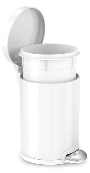 Pedálový odpadkový koš Simplehuman – 4,5 l, kulatý, bílý
