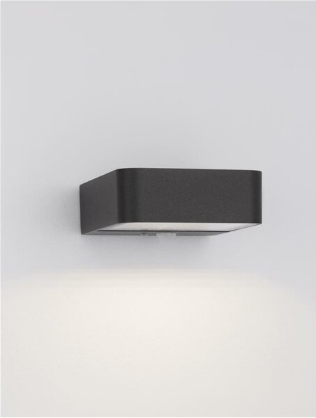 NOVA LUCE venkovní nástěnné svítidlo TREDO antracitový hliník a čiré sklo LED 2W 3000K 3.7V 106st. IP65 vypínač na těle / solární / pohybové čidlo 9492520