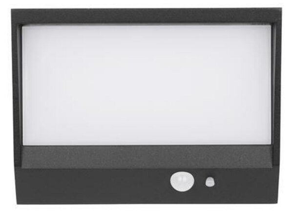 NOVA LUCE venkovní nástěnné svítidlo VALOR antracitový hliník a matný akryl LED 2W 3000K 3.7V 86st. IP65 vypínač na těle / solární / pohybové čidlo 9492540