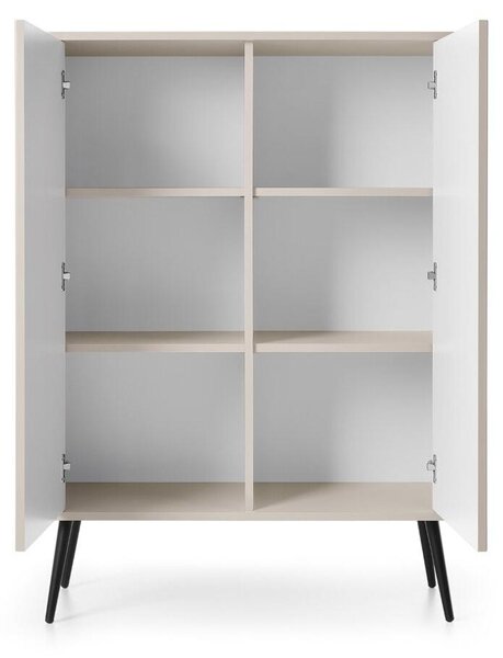 Komoda, skříňka, police, moderní, béžová, 129 cm, vhodná do obývacího pokoje nebo ložnice
