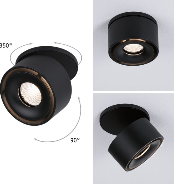 Paulmann 93370 Spircle, černá zápustná bodovka, 8W LED 3000K, prům. 7,8cm