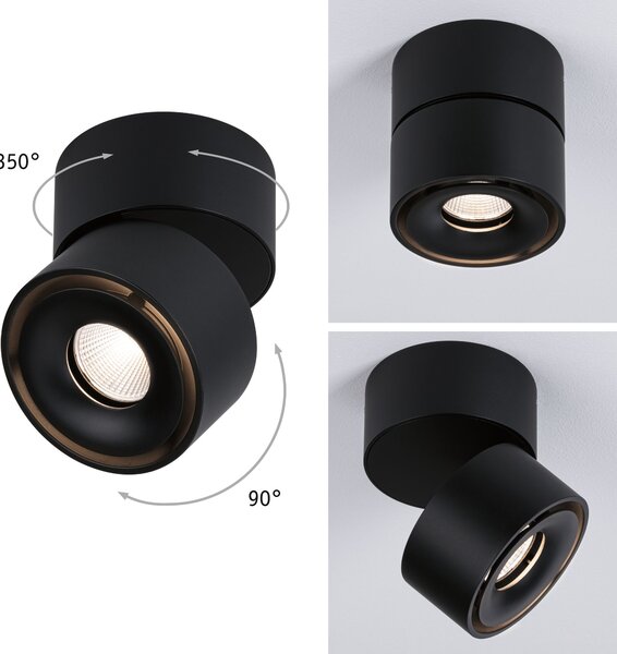Paulmann 93371 Spircle, černé stropní bodové svítidlo, 8W LED 3000K, výška 8,3cm