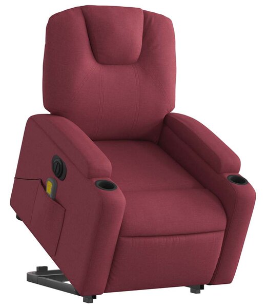 Elektrické zvedací masážní polohovací křeslo vínové textil 3204407