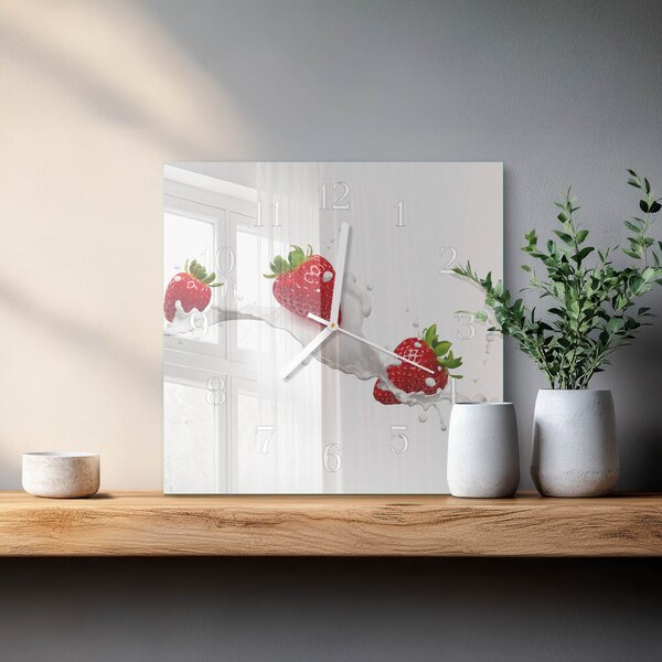 Skleněné hodiny Jahoda zskb-30x30-00059300