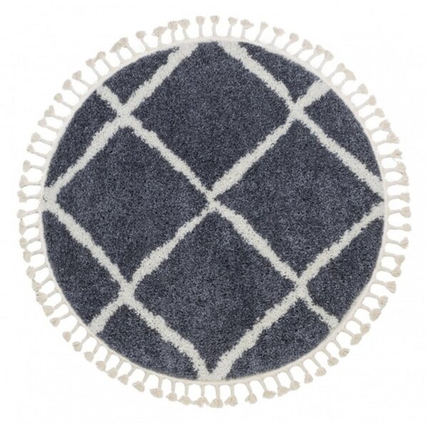 Kusový koberec Shaggy Cross šedý kruh 160cm