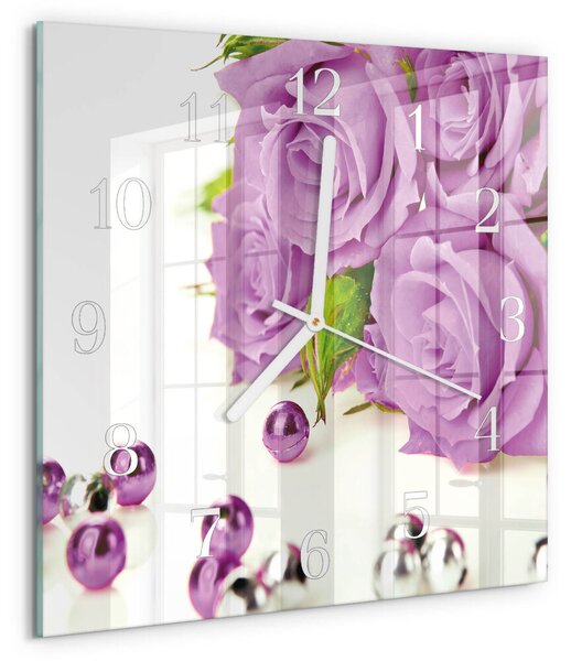 Skleněné hodiny Růže zskb-30x30-00079988