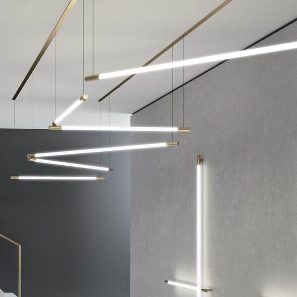 Zava Cosima, mosazné lieární závěsné svítidlo, 26W LED 3000K, délka 139cm