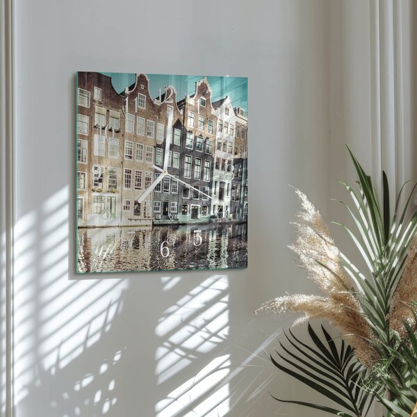 Skleněné hodiny Domy zskb-30x30-00084996