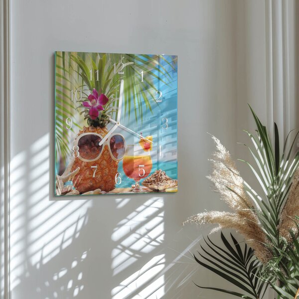Skleněné hodiny Dovolená zskb-30x30-00087918