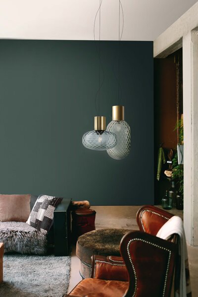 Il Fanale 279.01.G Bloom, závěsné svítidlo z mosazi a kouřového šedého skla, 1x15W LED E27, průměr 20,8cm