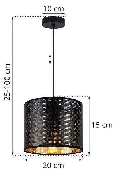 Závěsné svítidlo Asti0, 1x černé PVC stínítko, (fi 20cm), g, b