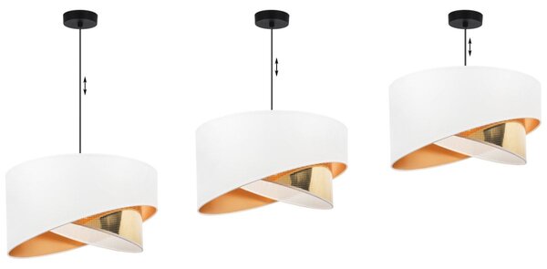 Závěsné svítidlo Asti Duo2, 1x PVC/bílé textilní stínítko, (fi 45cm), g, b