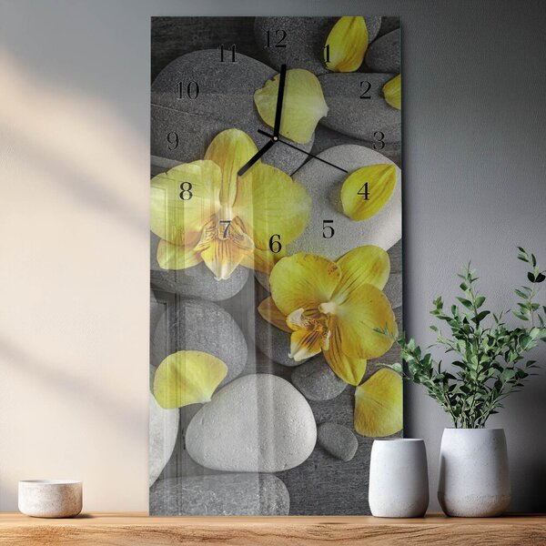 Skleněné hodiny vertikální Květinový kámen zsppc-30x60-00183074