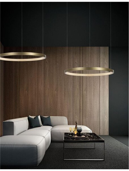 Nova Luce Závěsné LED svítidlo VEGAS, ø108cm, antický mosazný hliník, 35W 3000K