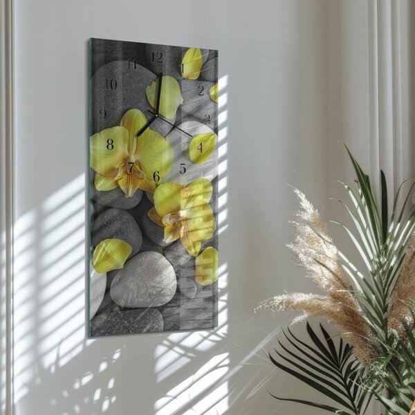 Skleněné hodiny vertikální Květinový kámen zsppc-30x60-00183074