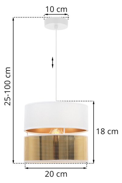 Závěsné svítidlo Asti2, 1x PVC/bílé textilní stínítko, (fi 20cm), g, w