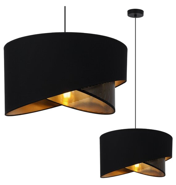 Závěsné svítidlo Asti Duo, 1x PVC/černé textilní stínítko, (fi 45cm), g, b