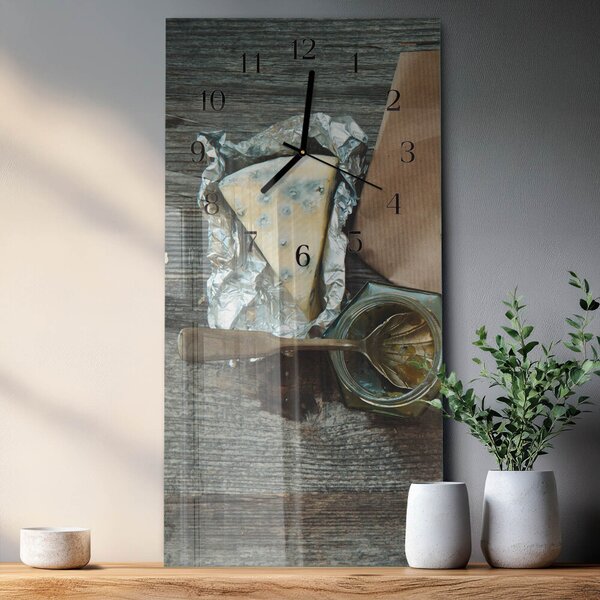 Skleněné hodiny vertikální Sýr zsppc-30x60-00181140