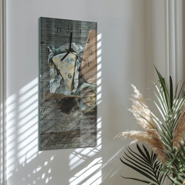 Skleněné hodiny vertikální Sýr zsppc-30x60-00181140