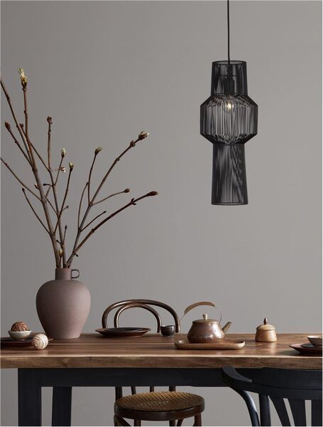 Nova Luce Závěsné svítidlo BREDO černý hliník černý kabel E27 1x12W