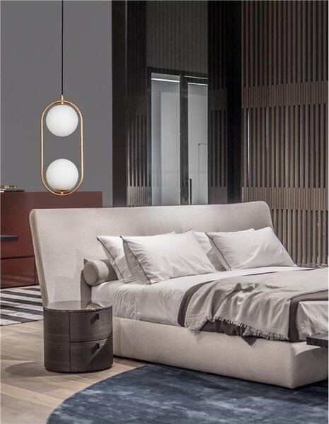Nova Luce Závěsné svítidlo OBITAR opálové sklo mosazný zlatý kov G9 2x5W