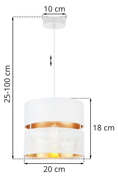 Závěsné svítidlo Asti, 1x PVC/bílé textilní stínítko, (fi 20cm), g, w