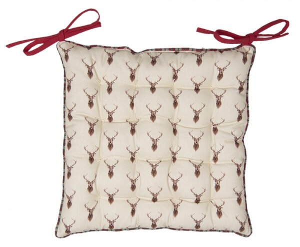 Béžový podsedák s jelenem Cosy Lodge- 40*40 cm – 40x40x4 cm