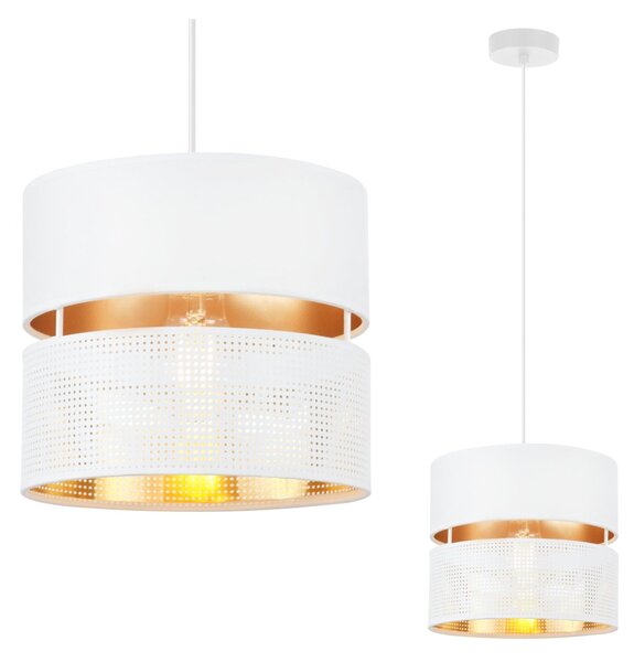 Závěsné svítidlo Asti, 1x PVC/bílé textilní stínítko, (fi 20cm), g, w