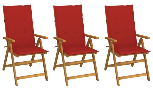 Skládací zahradní židle Laduma s poduškami - masivní akáciové dřevo | 3 ks