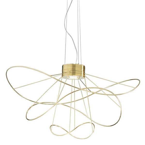Axolight Hoops 3, zlaté závěsné svítidlo, 2x16W LED 3000K stmívatelné, prům. 100cm, výška 54cm