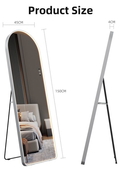Zrcadlo volně stojící do šatny s LED osvětlením 150x45 cm LZ2