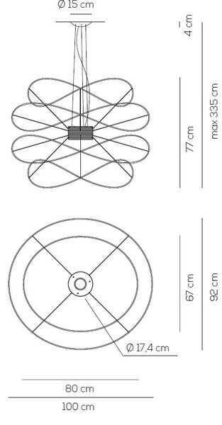 Axolight Hoops 4, černé závěsné designové svítidlo, 2x16W LED 3000K stmívatelné, prům. 100cm, výška 77cm