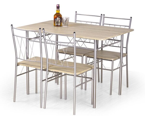 Halmar Jídelní sestava stolu a 4 židlí FAUST v odstínu dub sonoma
