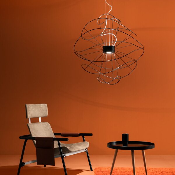 Axolight Hoops 6, černé závěsné designové svítidlo, 2x16W LED 3000K stmívatelné, prům. 100cm, výška 100cm