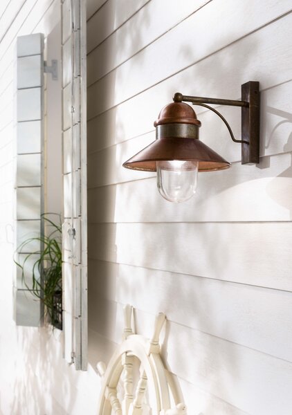 Il Fanale 244.05.ORT Borgo, venkovní nástěnné svítidlo z mosazi, mědi a skla 1xE27 max 57W, průměr 25cm, IP43