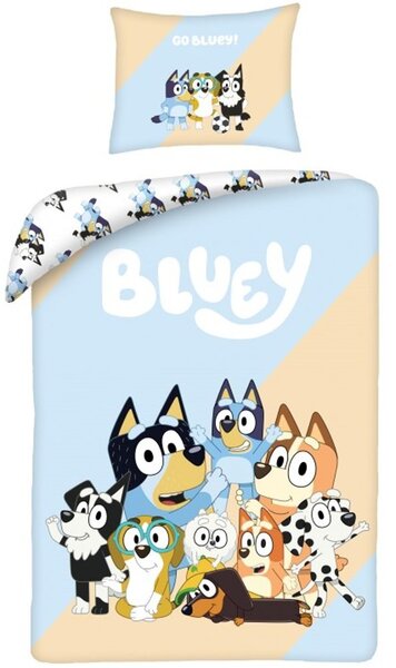 Bavlněné ložní povlečení Bluey - motiv Parta kamarádů - 100% bavlna - 70x90 cm + 140x200 cm