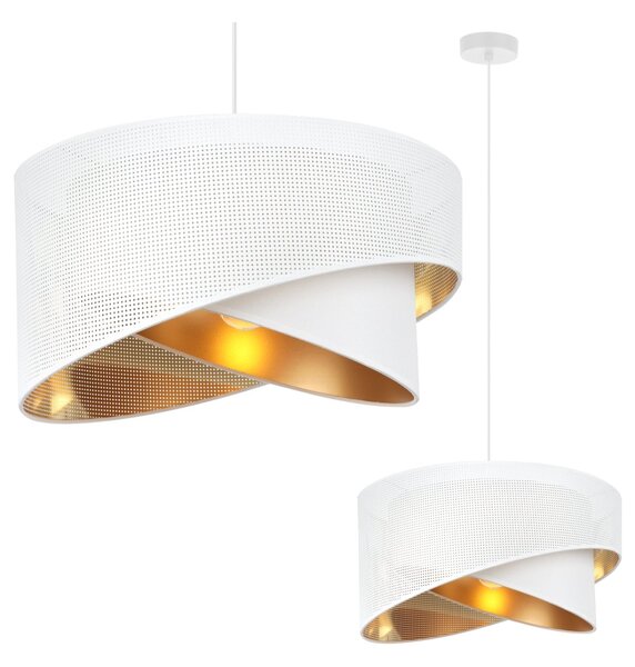 Závěsné svítidlo Asti Duo1, 1x PVC/bílé textilní stínítko, (fi 45cm), g, w