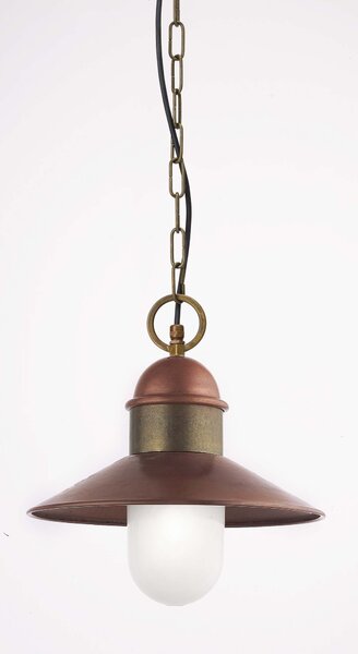 Il Fanale 244.08.ORB Borgo venkovní závěsné svítidlo z mosazi, mědi a mléčného skla 1xE27 max 100W, průměr 34cm, IP44