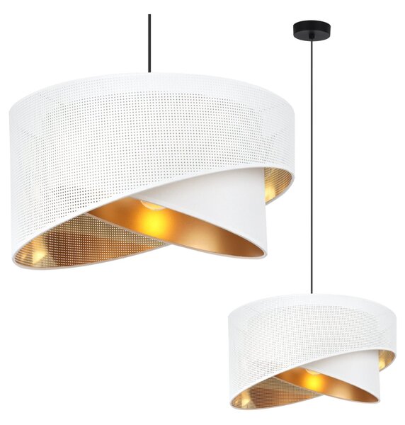 Závěsné svítidlo Asti Duo1, 1x PVC/bílé textilní stínítko, (fi 45cm), g, b