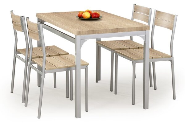 Halmar Jídelní sestava stolu a 4 židlí MALCOLM v odstínu dub sonoma